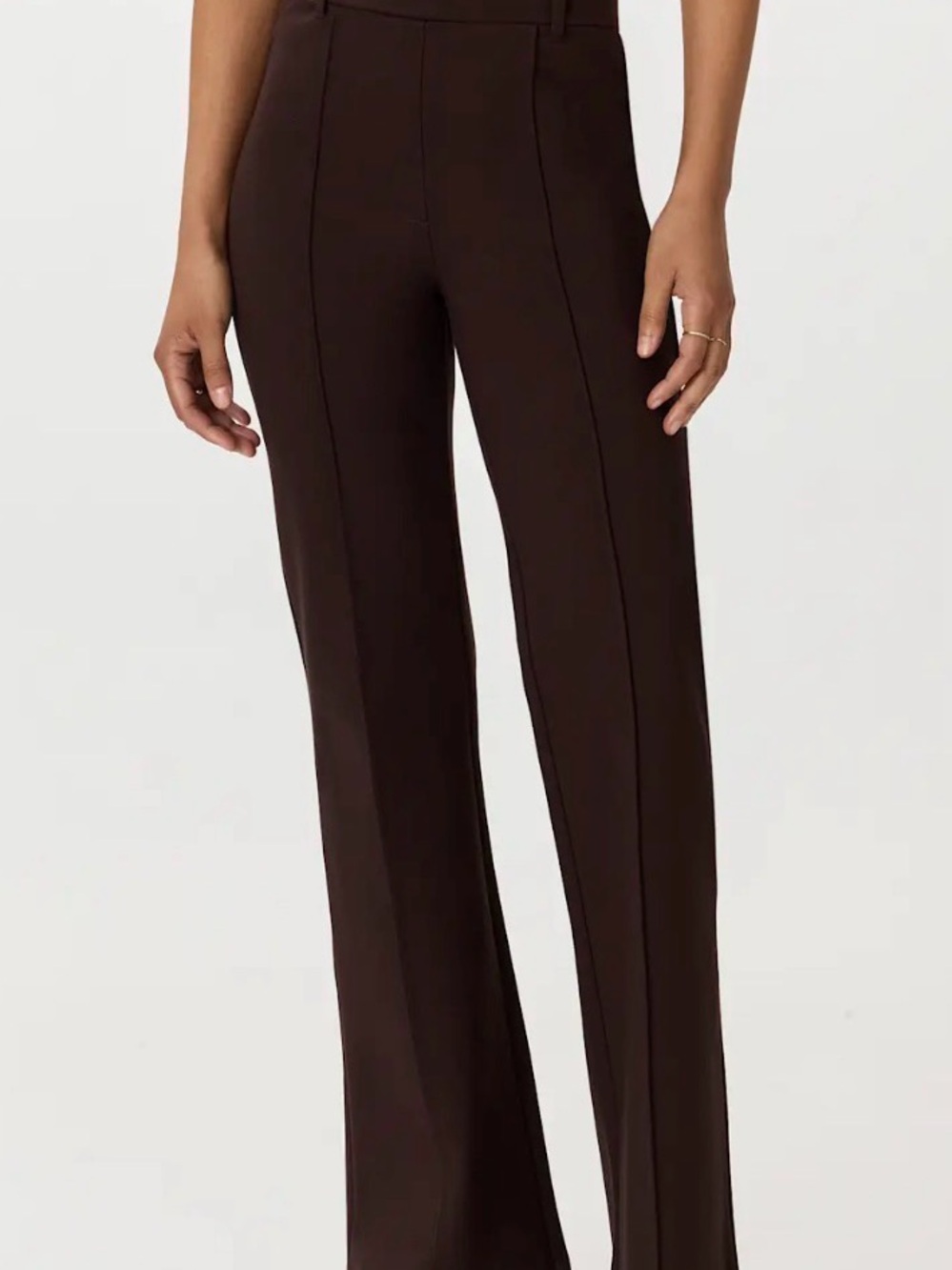 Quince Ultra Stretch Ponte Flare in Espresso in Size Large, 32 inch inseam